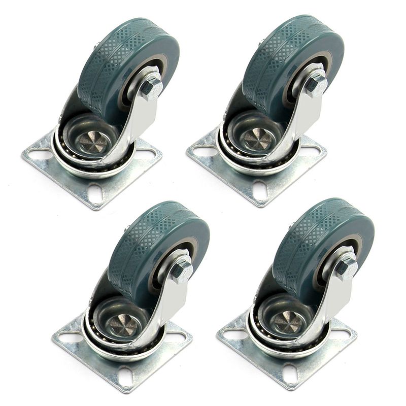 4 x Heavy Duty 50x17mm Rubber Swivel Castor Wheels Trolley Furniture Caster Brake