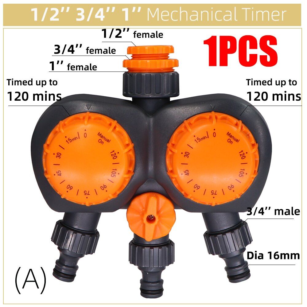 Garden Mechanical Timers 3-Way Double Control Watering Irrigation Automatic Controller for Greenhouse Farm Faucet Hose Washing