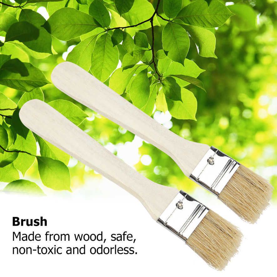2pc Multi-function BBQ Grill Brush Wooden Handle Seasoning Baking Tool