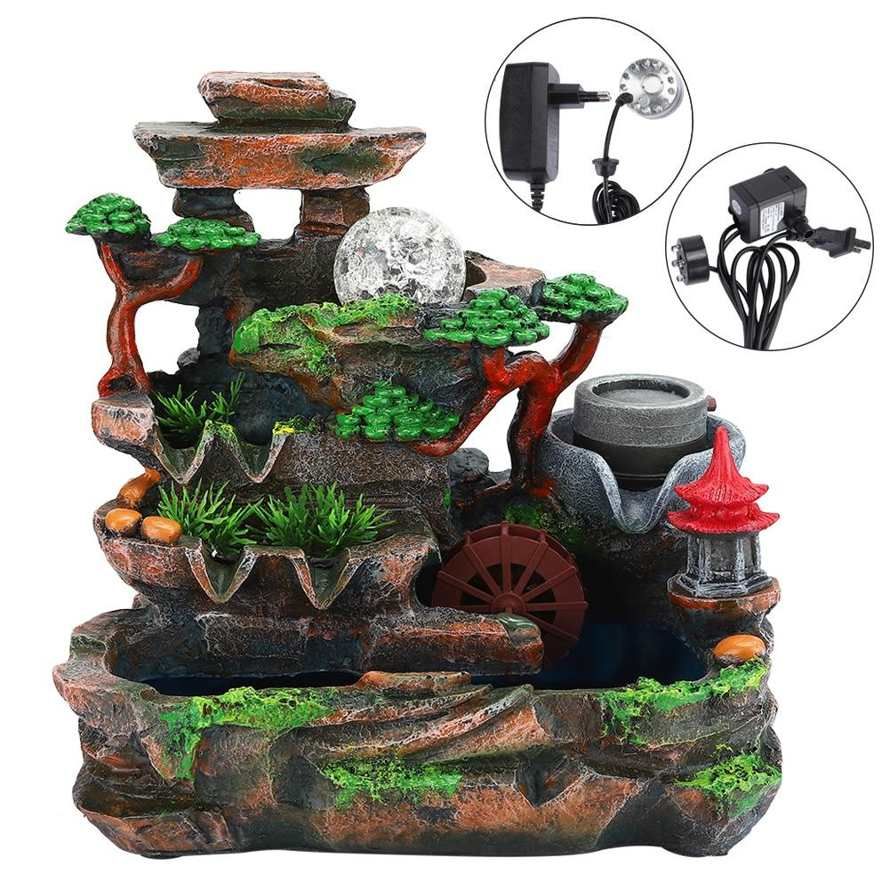 Fountain Landscape Unique Resin Desktop Water Decoration Home Ornament with Atomization Effect