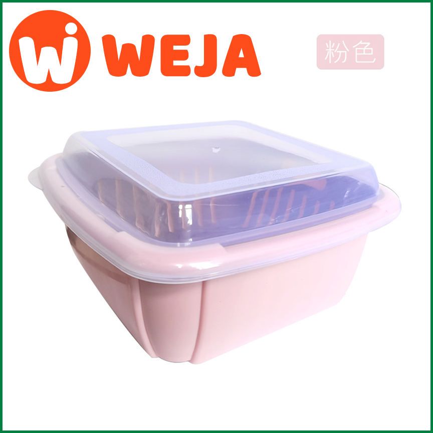 Double-layer draining basket multi-functional square large refrigerator fresh-keeping box plastic kitchen washing vegetable fresh-keeping storage basket with cover