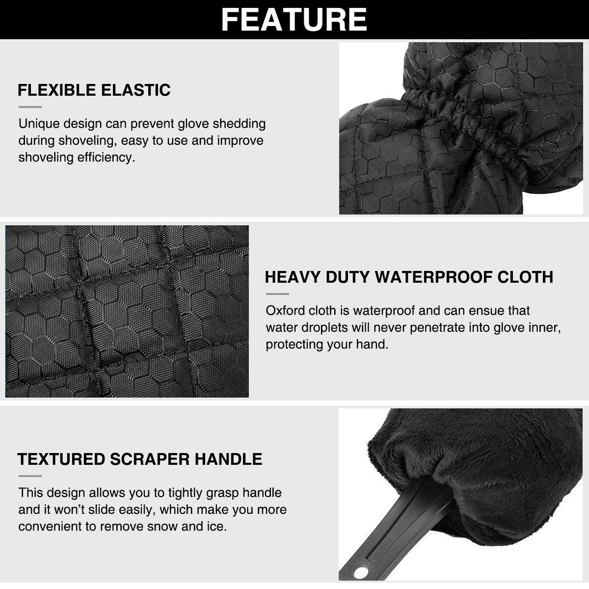 Accessories 2PCS 420D Waterproof Snow Shovel Gloves Cotton Gloves Oxford Cloth Windshield Window Snow Scraper Ice Cleaning Tool for Car