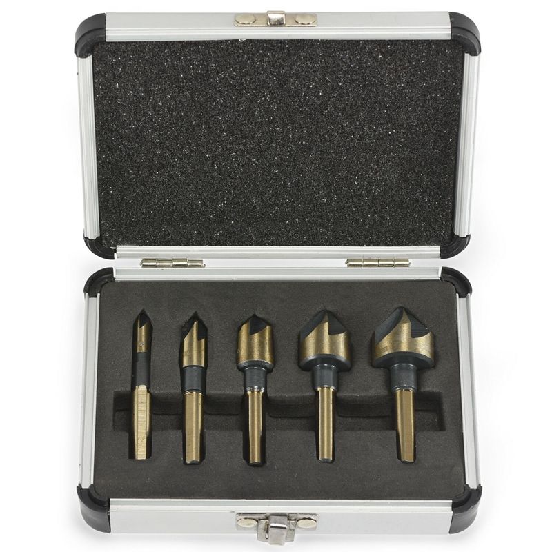 5 Pieces 82 Degrees Countersink Drill Bit 5 Flute Chamfering Cutter Hand Tool Set