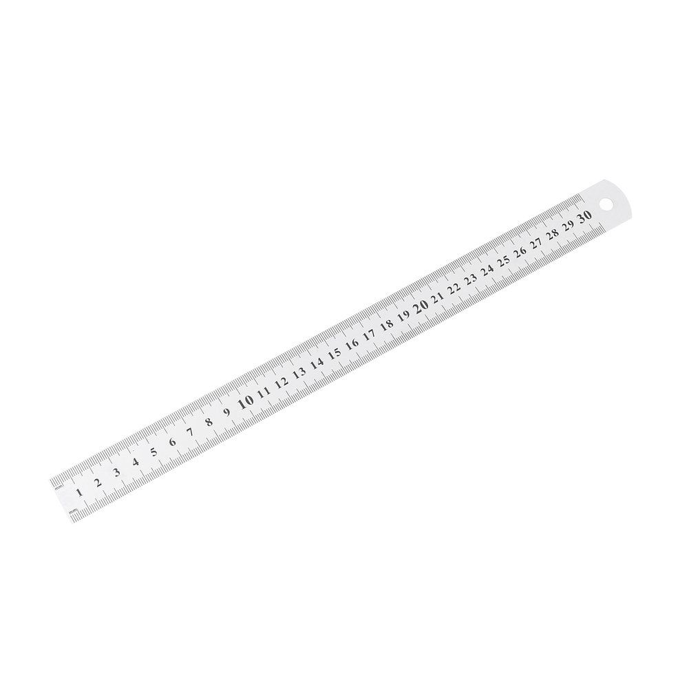 Stainless Steel Metal Ruler 30CM Straight Ruler Double Sided School Stationery-silvery
