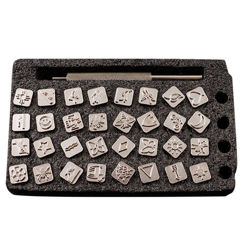 32PCS Leather Carving Insect Seal Indian Style DIY Leather Carving Tool Leather Craft Printing Tool