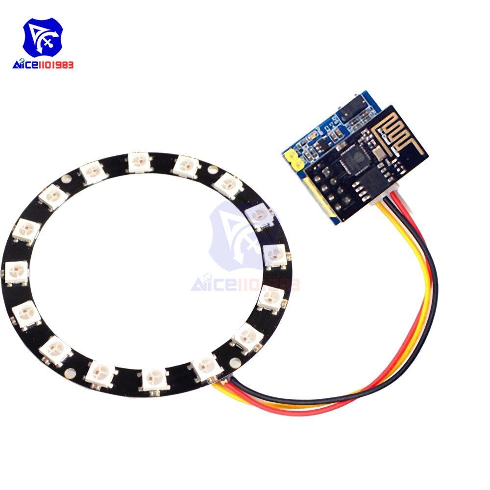 diymore WS2812 5050 16 Bit RGB LED Module WS2812 RGB LED Controller Adapter ESP8266 ESP-01 ESP-01S Wireless Board for Arduino