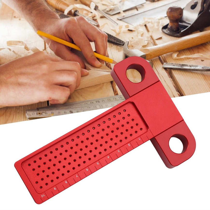 Scribing Gauge Aluminum Alloy T-Type Hole Measuring Ruler Woodworking Marking Tool 0-100mm