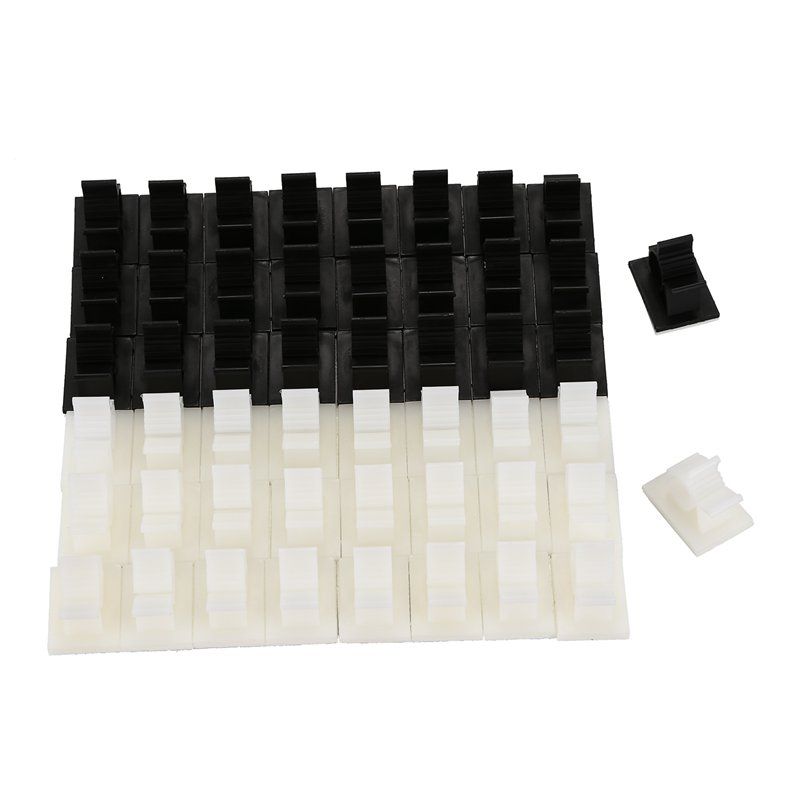 Cable Clips, Wire Clips, 50 Pieces 3 meters Self-Adhesive Adjustable Car Wires Holder Cable Clamps Cable Tie Holder for Cable Management Home and Office (25pcs Black + 25pcs White)