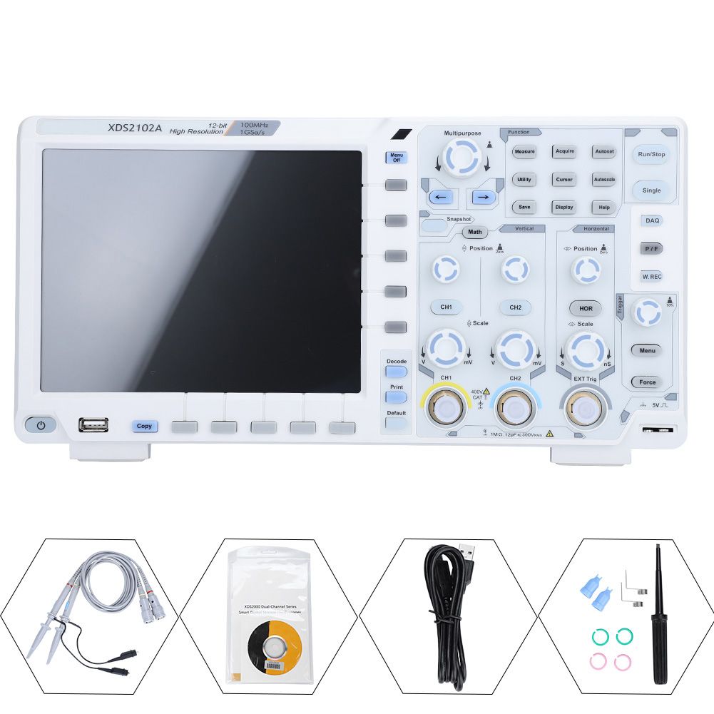 OWON XDS2102A 100MHz 12bit ADC High Resolution Decode Digital Oscilloscope GB