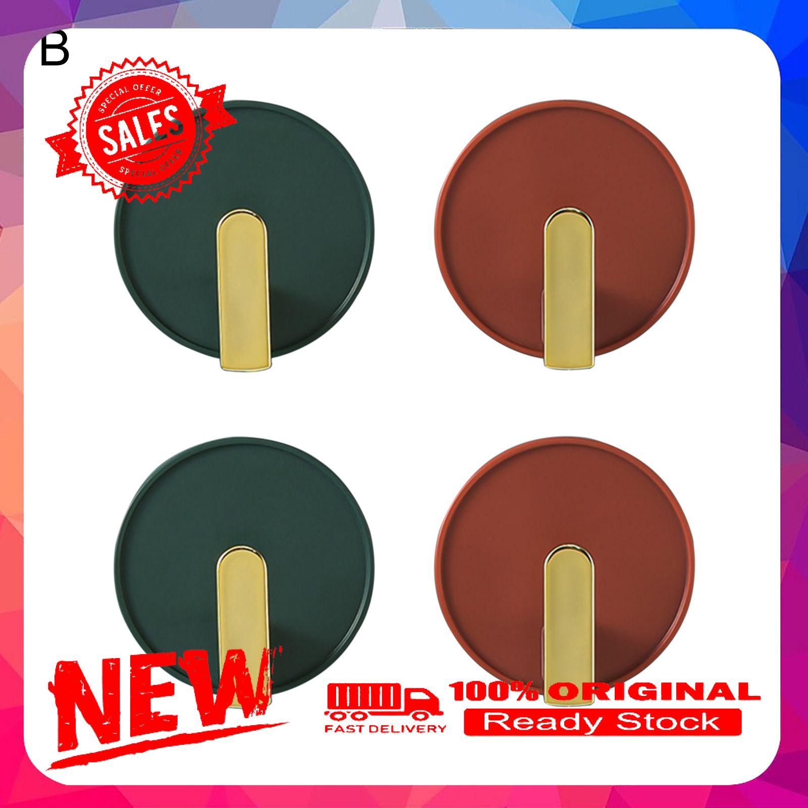 4Pcs Round ABS Wall Hooks Good Load-bearing Saving Space Door Hanger for Bathroom