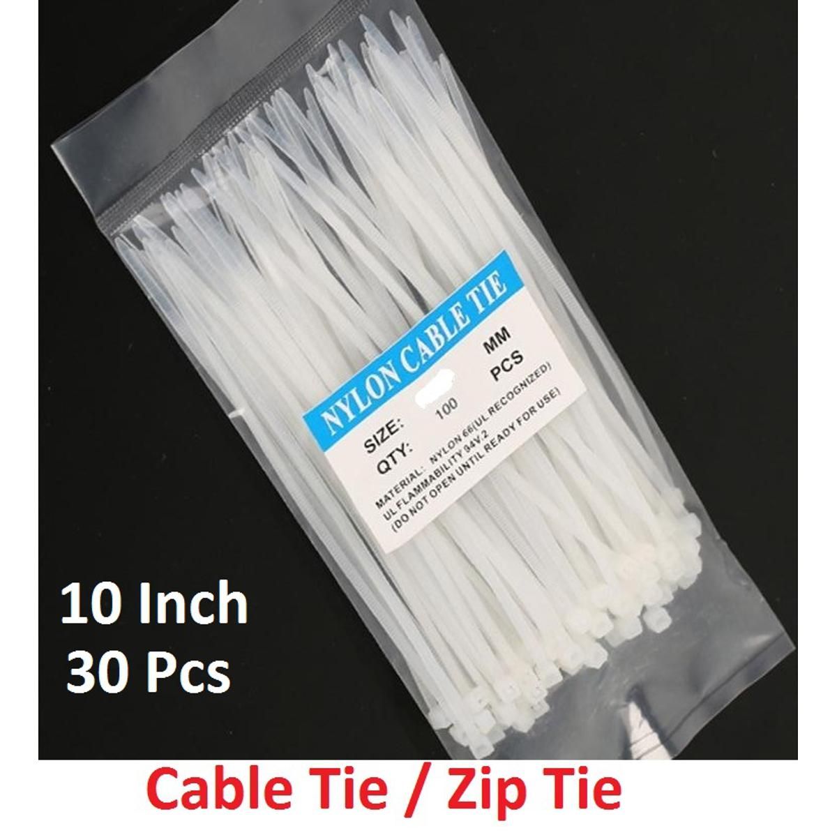 30 Pieces 10 Inch (6x250mm) Electric Cable Tie White / Black Self Locking Nylon Cable Wire / Zip Ties
