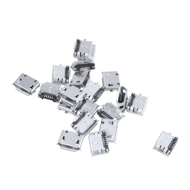 20 pieces DIY Micro-USB 5 pin female connector glass surface, SMD mount