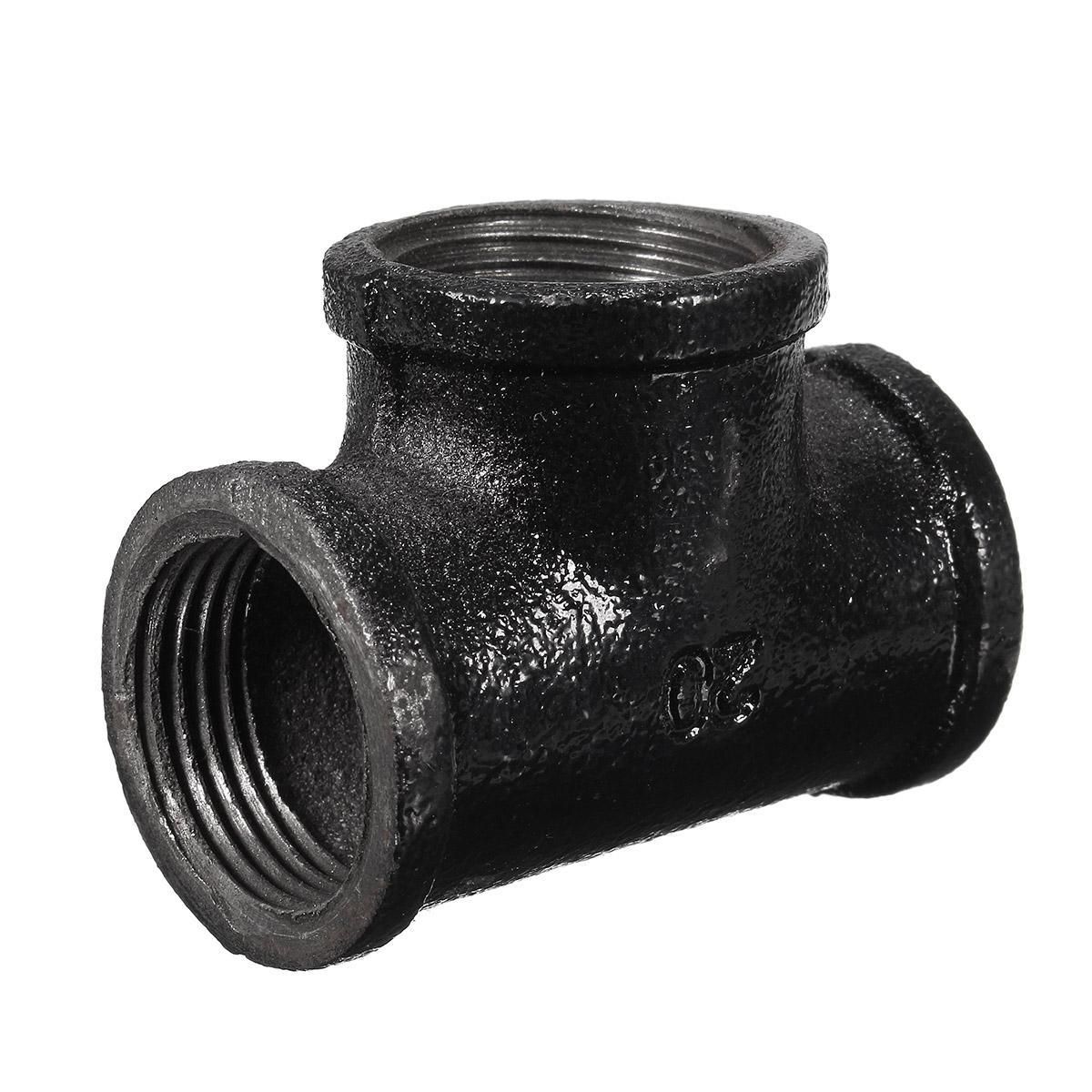 3/4'' Black 3-Way Malleable Iron Threaded Cross Pipe Plumbing Fitting Connector