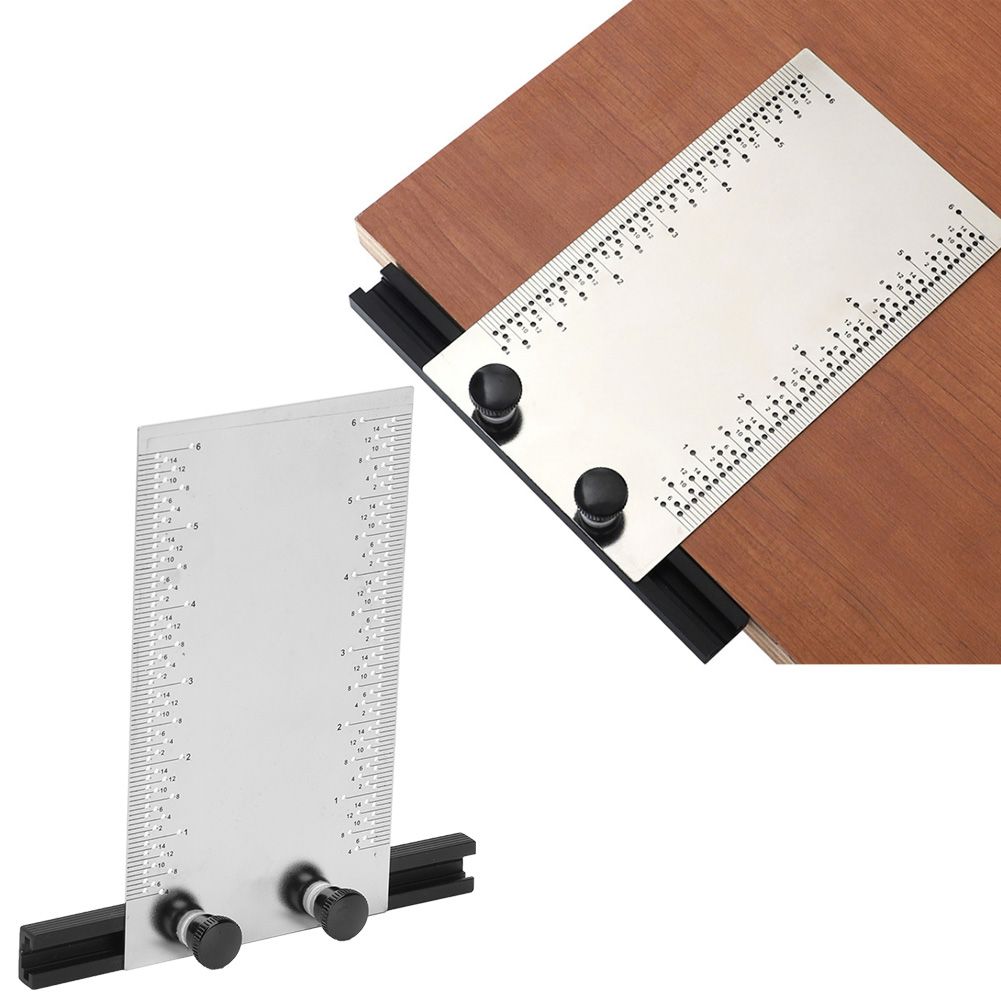 Woodworking Ruler Scribe Stainless Steel Multifunctional with Base DIY Line Scribing Tool