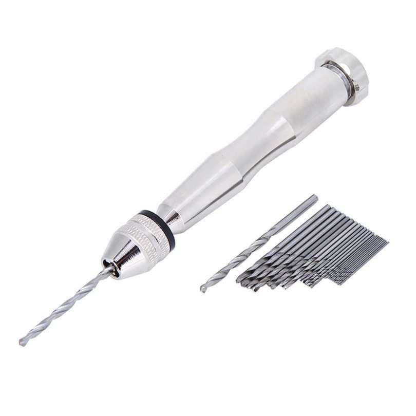 Mini Hand Drill with Keyless Chuck and 0.3mm-3.6mm Twist Drills Rotary Tool Bits