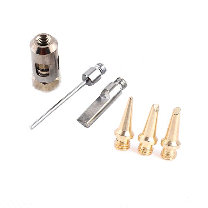 6 Pcs Flame Butane Gas Soldering Tips+Nozzle Butane Gas Solder Tip For Mt-100 Ht-1937 Butane Gas Soldering Iron Kit Welding Se