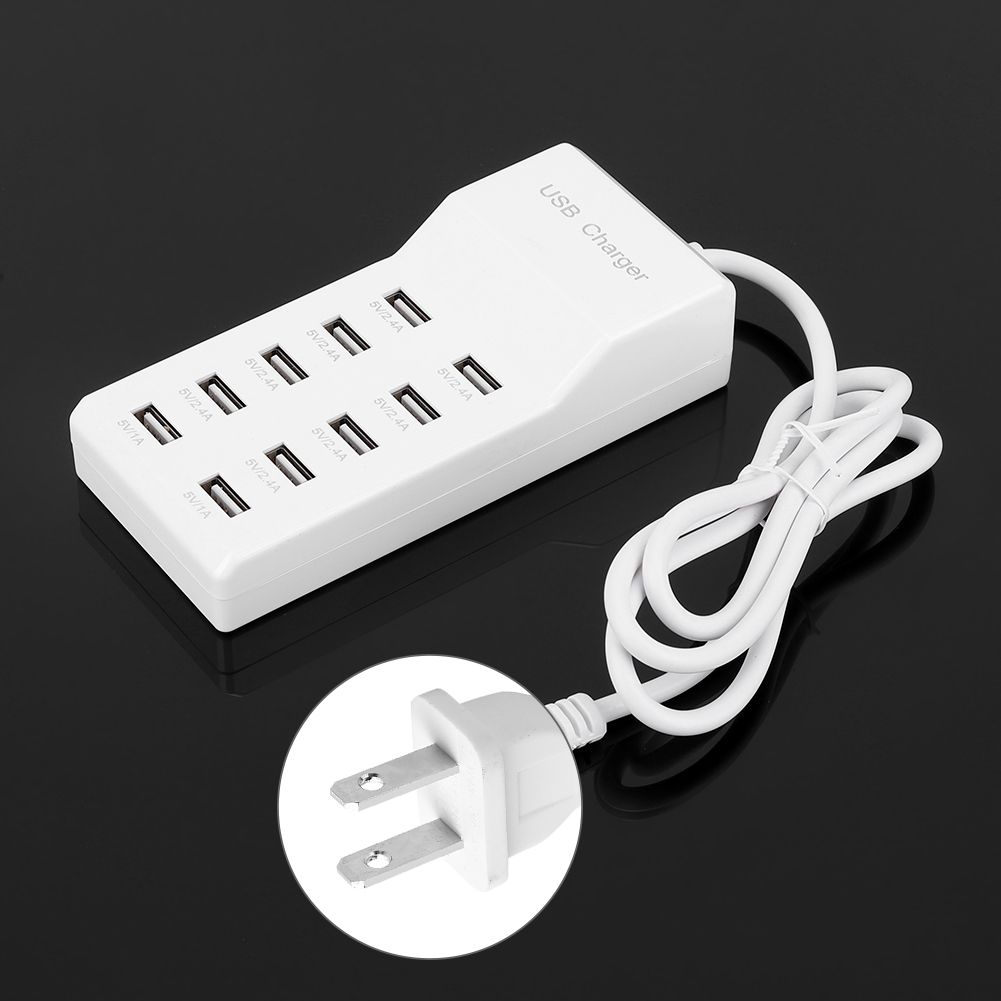 100-240V Variable Current 10 Port 5V Fast Charging Portable USB Charger Strong Compatibility Protection System for Game