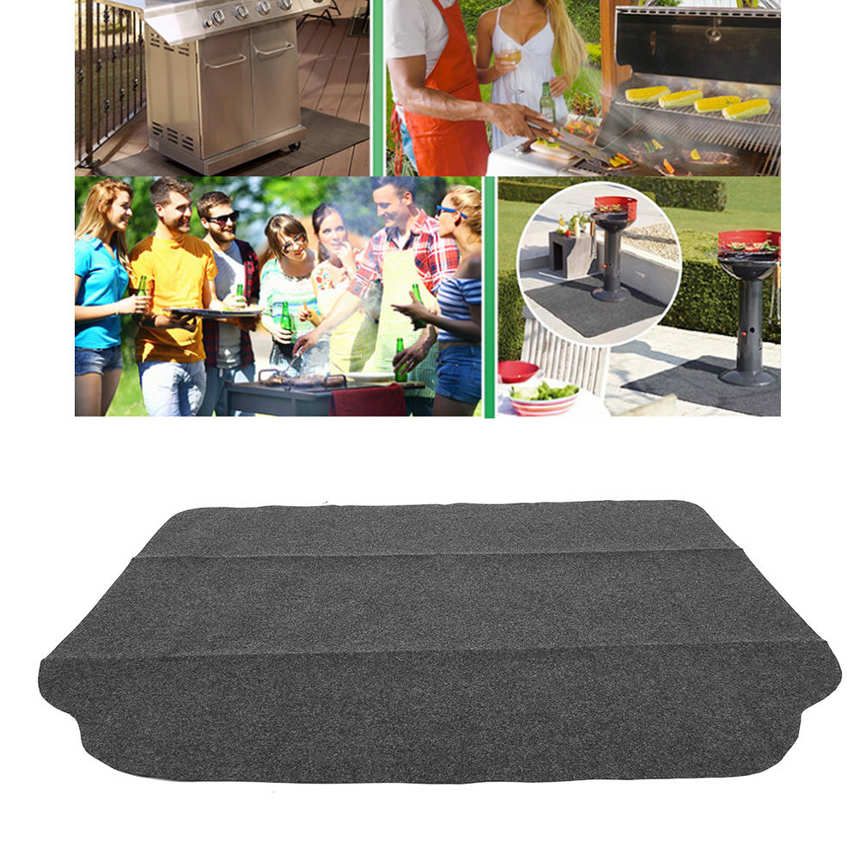 50x36in Black Outdoor Oil Proof Environmental Protection Barbecue Mat BBQ Grill Oven Floor