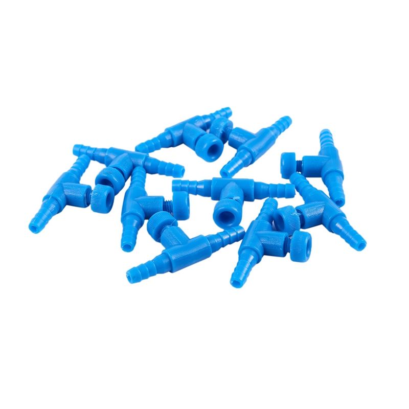 10 Pieces Plastic Aquarium Fish Tank 2 Way Air Pump Control Valves, Blue