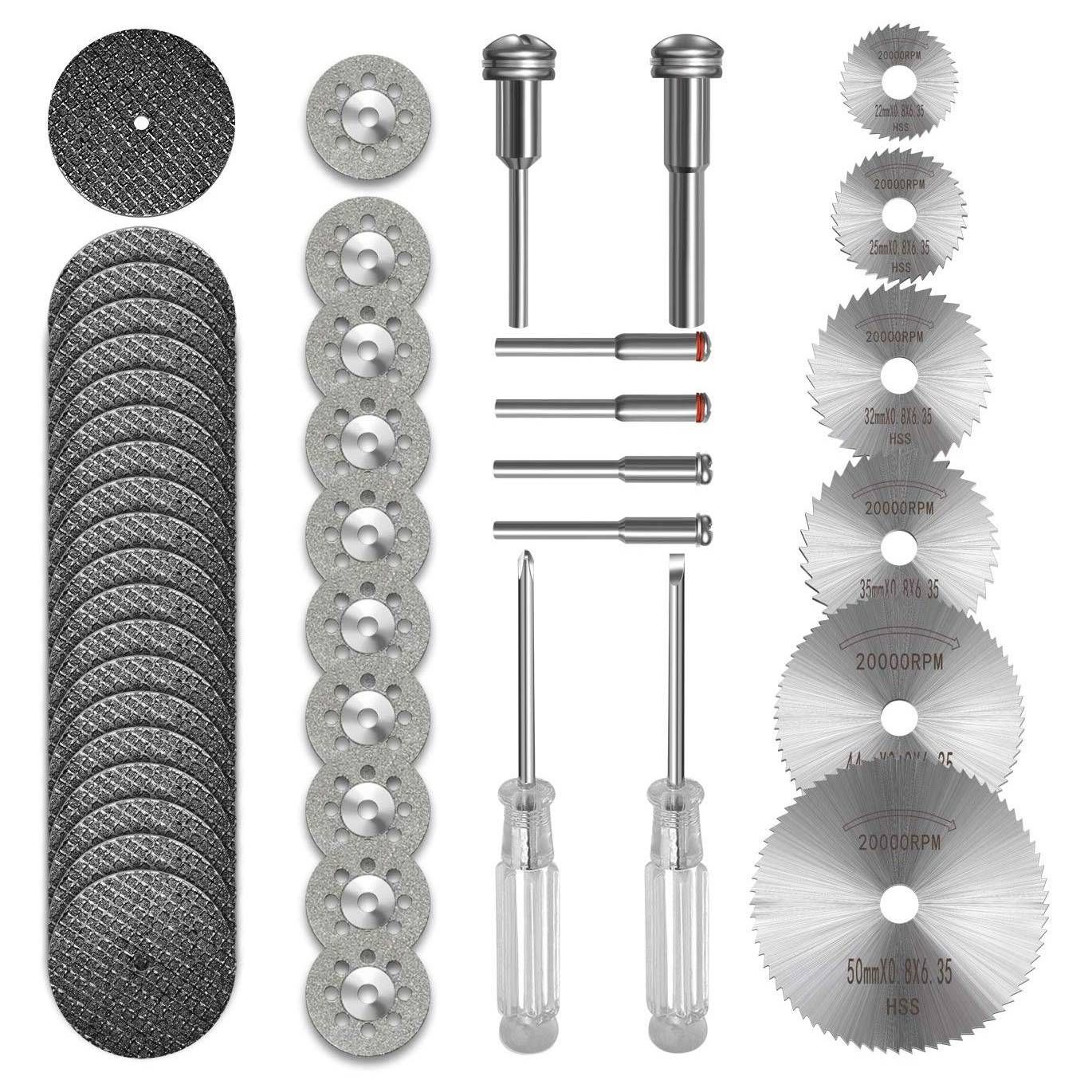 Delicate product 36Pcs Cutting Wheel Set for Rotary Tool, HSS Circular Saw Blades 6Pcs, Resin Cutting Discs 20Pcs Diamond Cutting Wheels 10Psc with 2 Screwdrivers