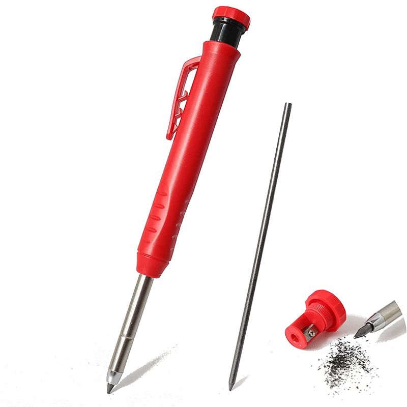 JAERBEE Deep Hole Marker Premium Mechanical Pencil Marker with Integrated Sharpener-for Wood, Metal,Stone I Drill Hole Marker