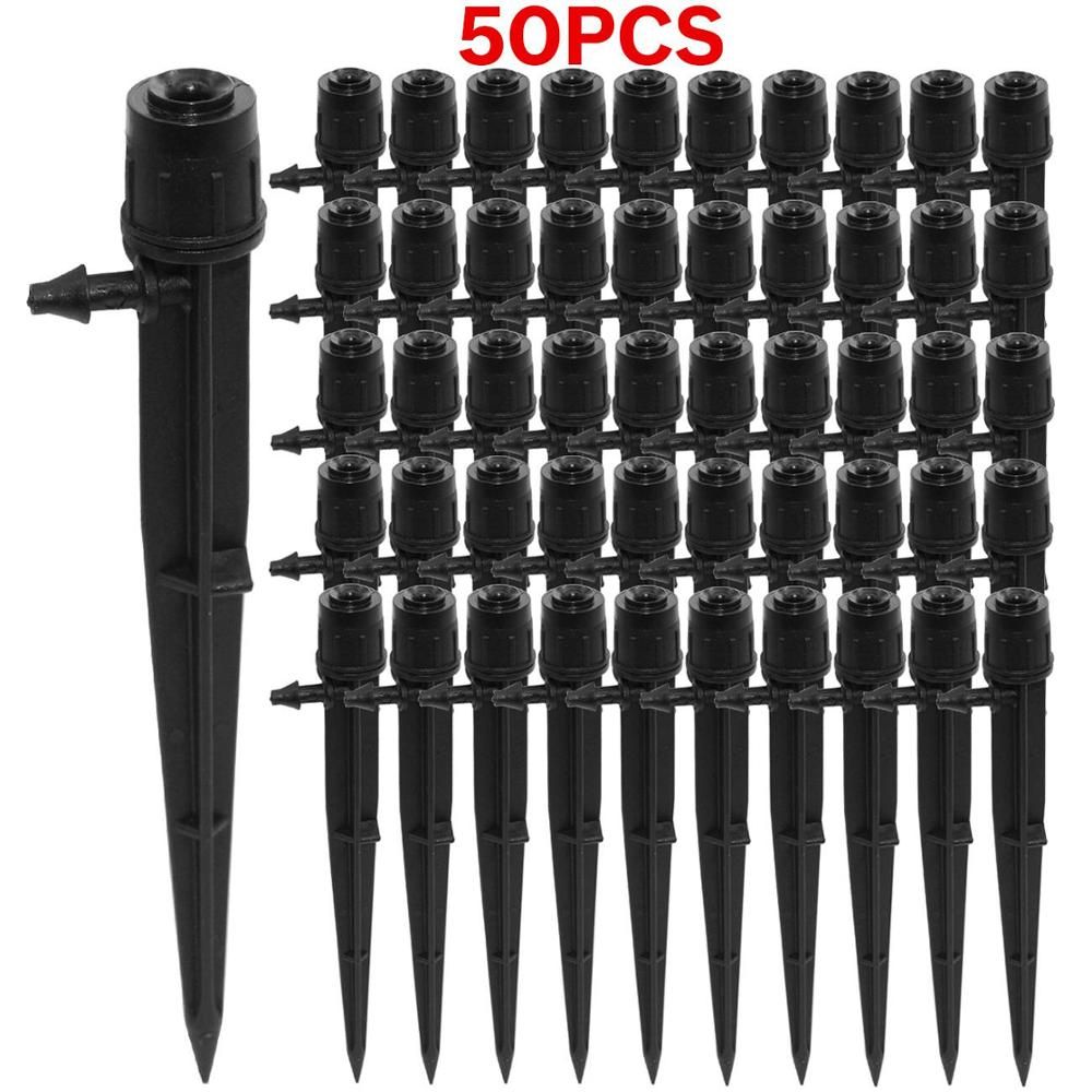 50PCS 13cm Micro Bubble Drip Irrigation 1/4" Adjustable Emitters Dripper Sprinkler Stake Watering System 4/7mm Hose Tubing