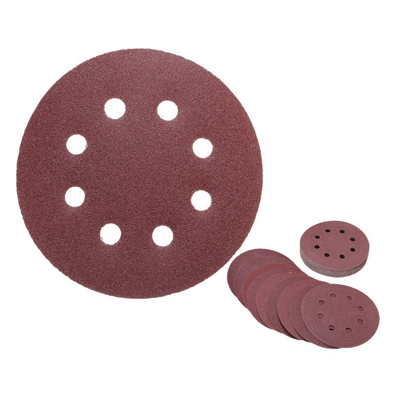 5 inch 8 Hole 120 Grit Sand Disc Random Orbit Sandpaper Loop Hook for Sanding Sander