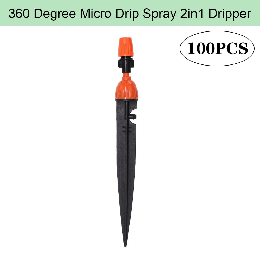 Garden Drip Irrigation Kit 1/4" Hose 360 Degree Adjustable Dripper Spray Watering Nozzle Sprinkler Automatic Mist Water System