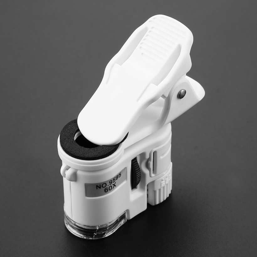 Microscope 60X Magnifying Mini LED UV Light Clip Portabl