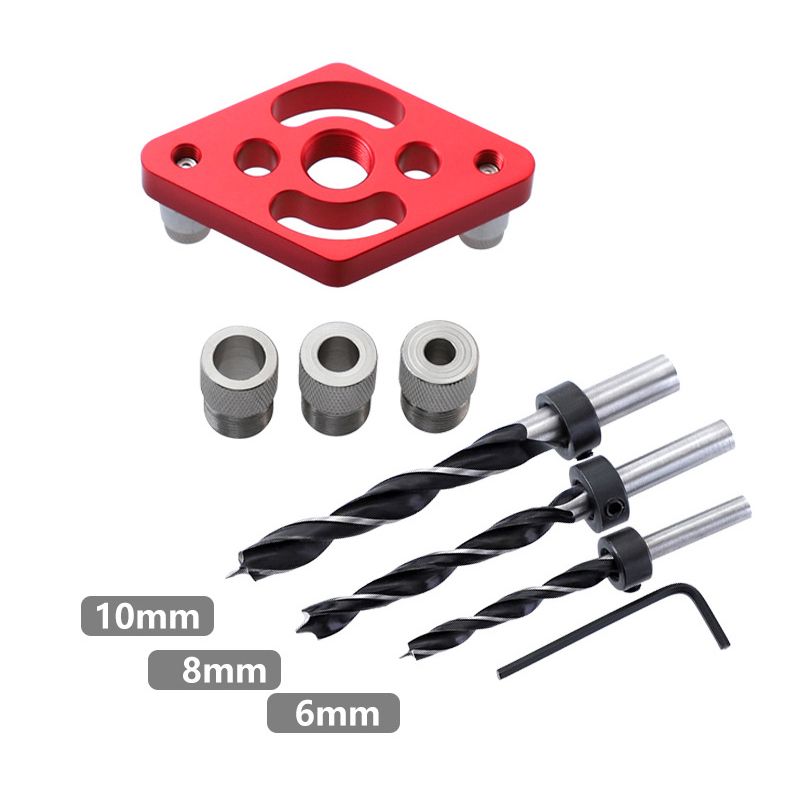 Vertical Pocket Hole Jig Woodworking Drilling Locator Wood Dowelling Self Centering Drill Guide Kit Hole Puncher Carpentry Pocket Hole Jig 6/8/10mm