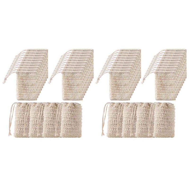 48Pcs Shower Bath Sisal Soap Bag Natural Sisal Soap Bag Exfoliating Soap Saver Pouch Holder Net Soap
