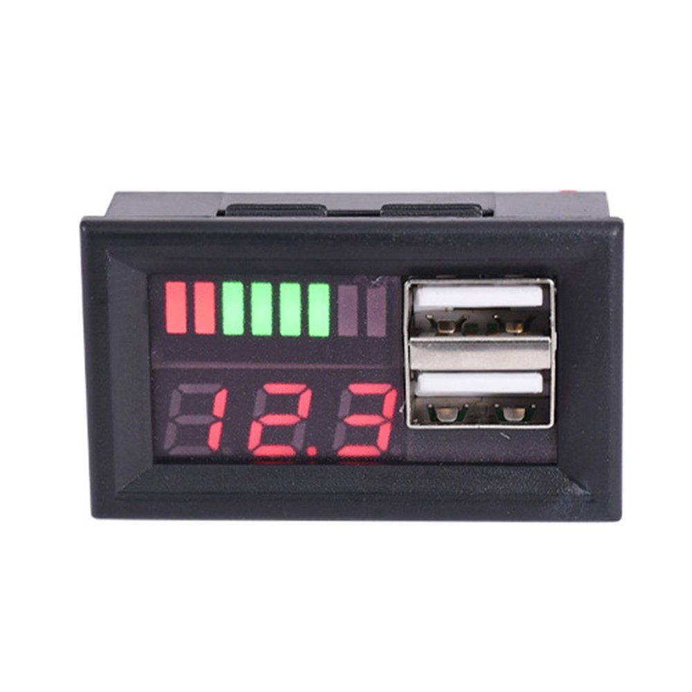 TE LED Digital Voltmeter Voltage Meter Volt Tester Dual USB 5V 2A For DC 12V Car