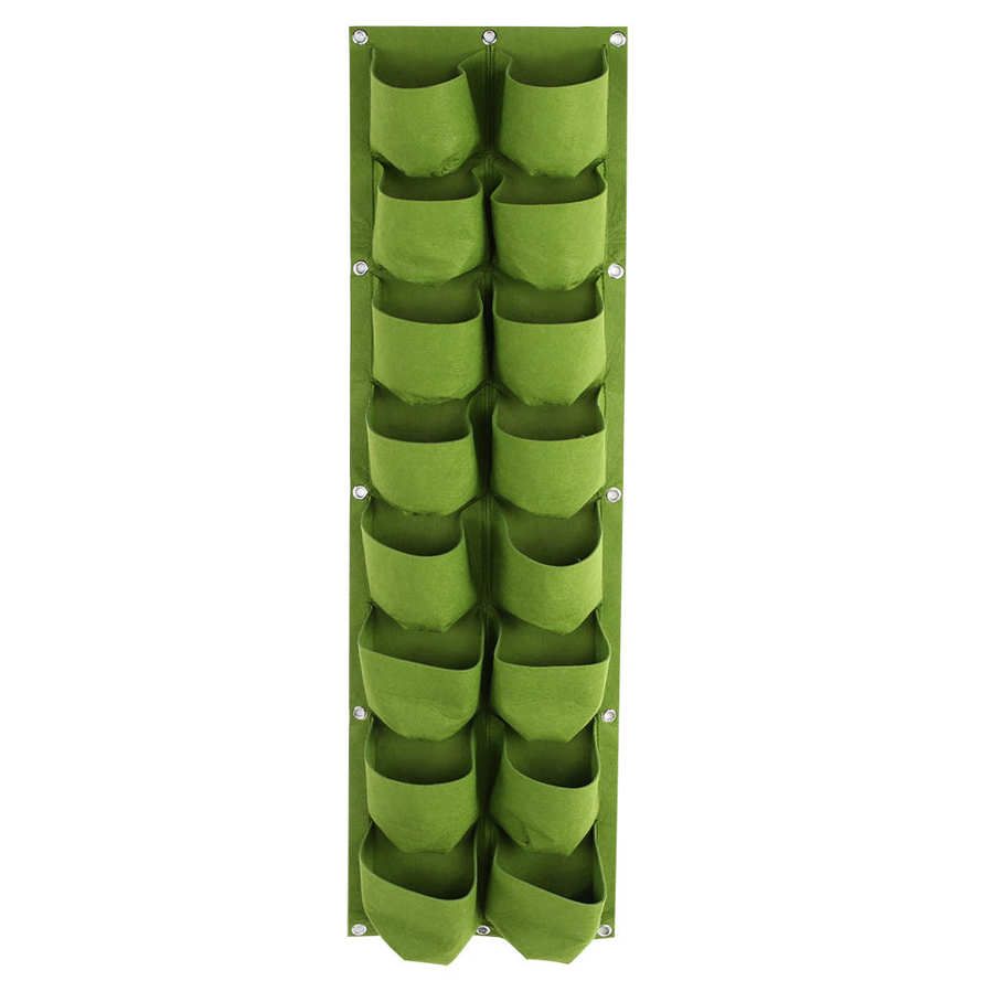 Reusable Vertical Bag 16 Pockets Greening Hanging Wall Outdoor Garden Grow Bags Planter Easy to Carry Pocket for