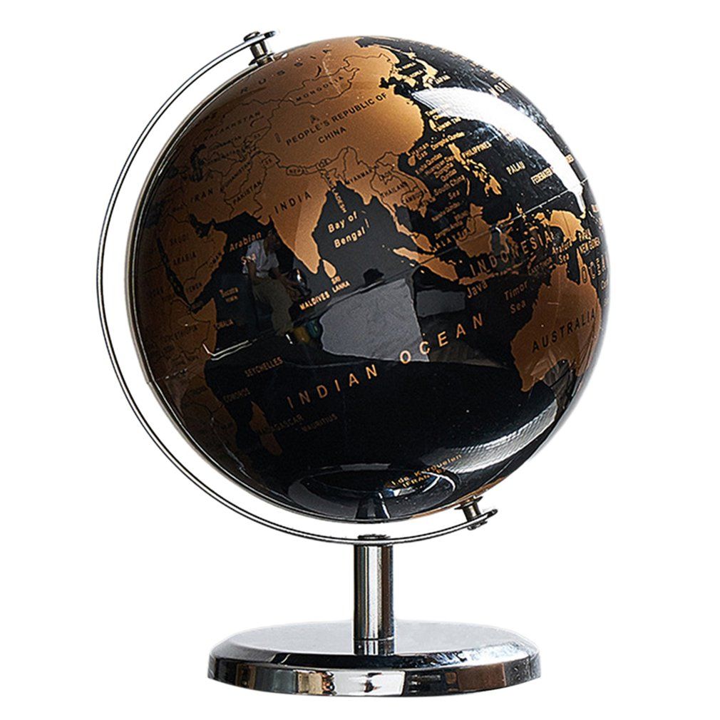 Globe Educational Geographic Modern Decoration With Metal Base Children'S Gift Black Gold