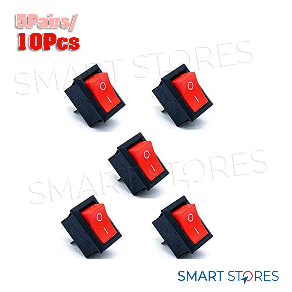 Small Mini Boat On/Off Rocker Switch Snap-in 2-Pin Red Plastic Button