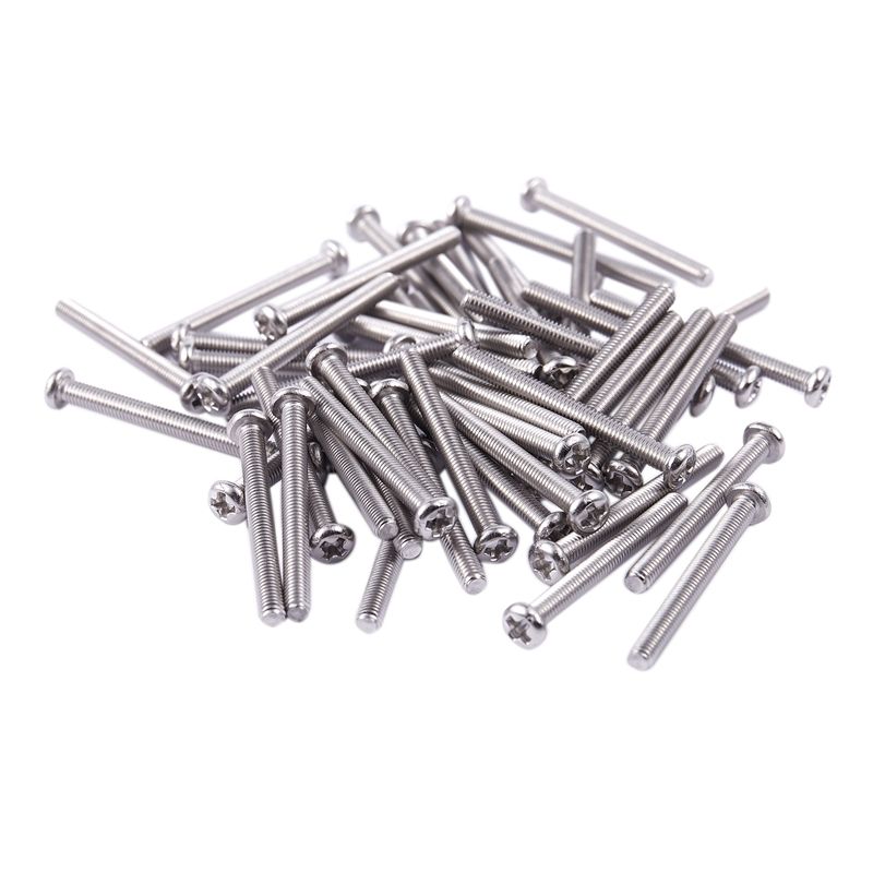 50 pieces M3 x 30 mm Cross round screw silver head bolts