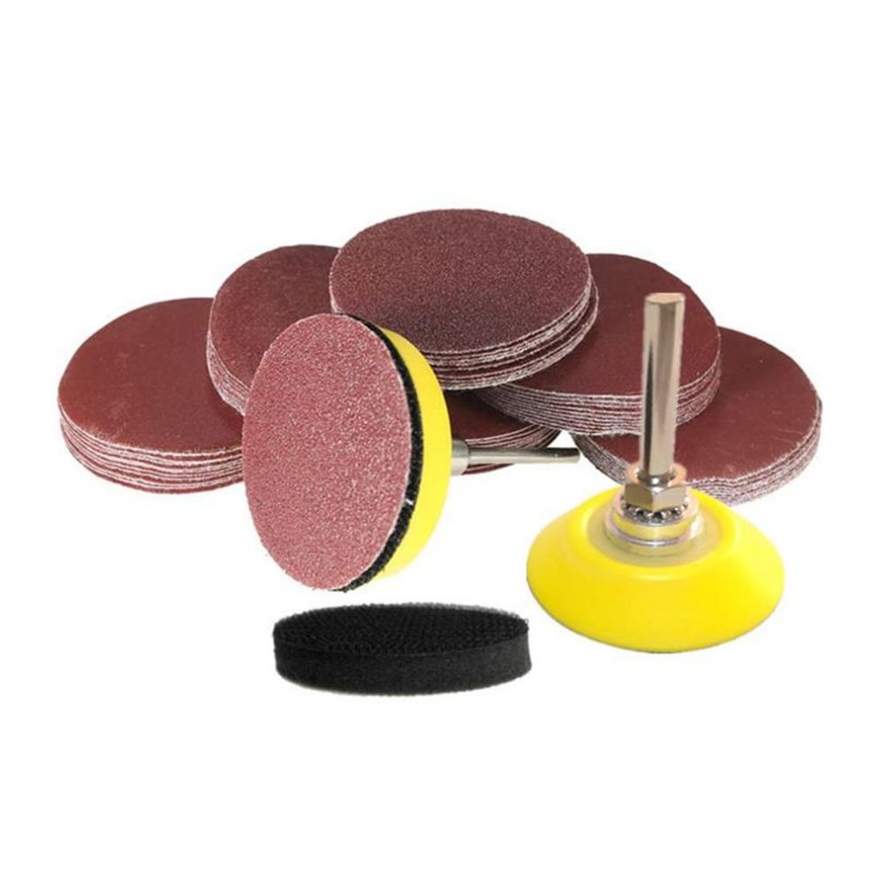 104Pcs 2 Inch Sanding Sandpaper Flocking Disc Sandpaper 100 Pieces of 80-3000 Grit Sandpaper 2 Trays 2 Cushion Pads