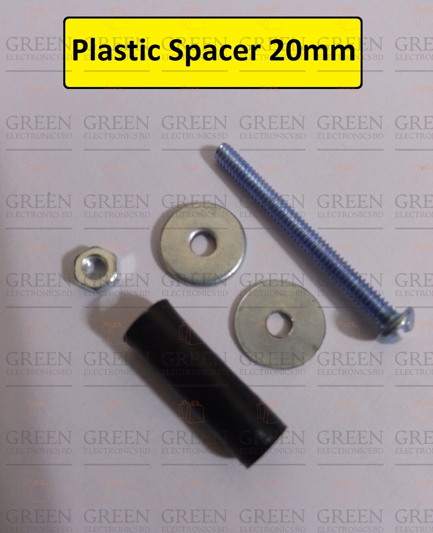 6Pcs-Plastic Spacer 20mm Round Metric Insulation Spacer Standoff Non-Threaded ABS Plastic Spacer With Metal Screw Nut & Washer