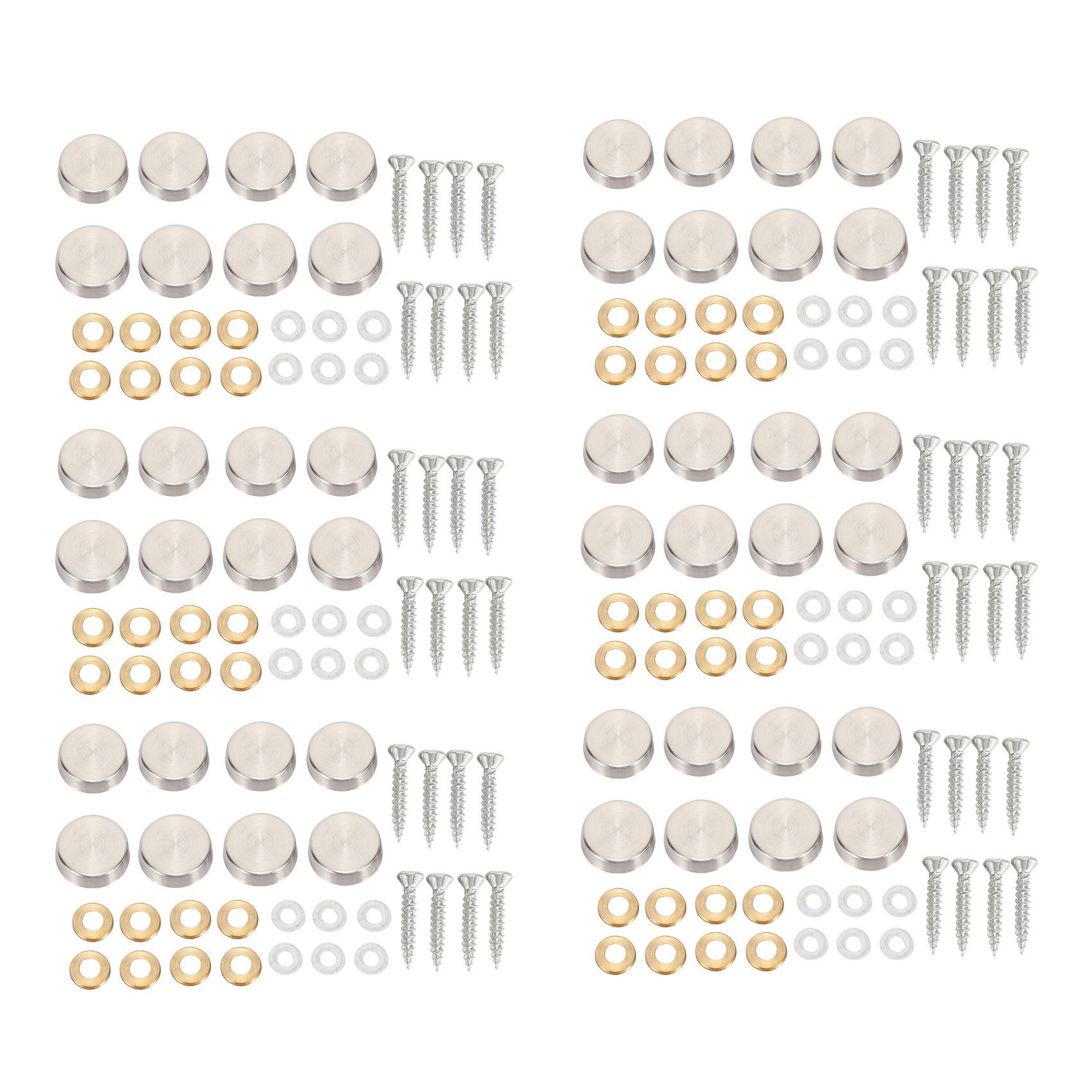 16 mm Stainless Steel Mirror Nails Screw Cap (48 Pieces)