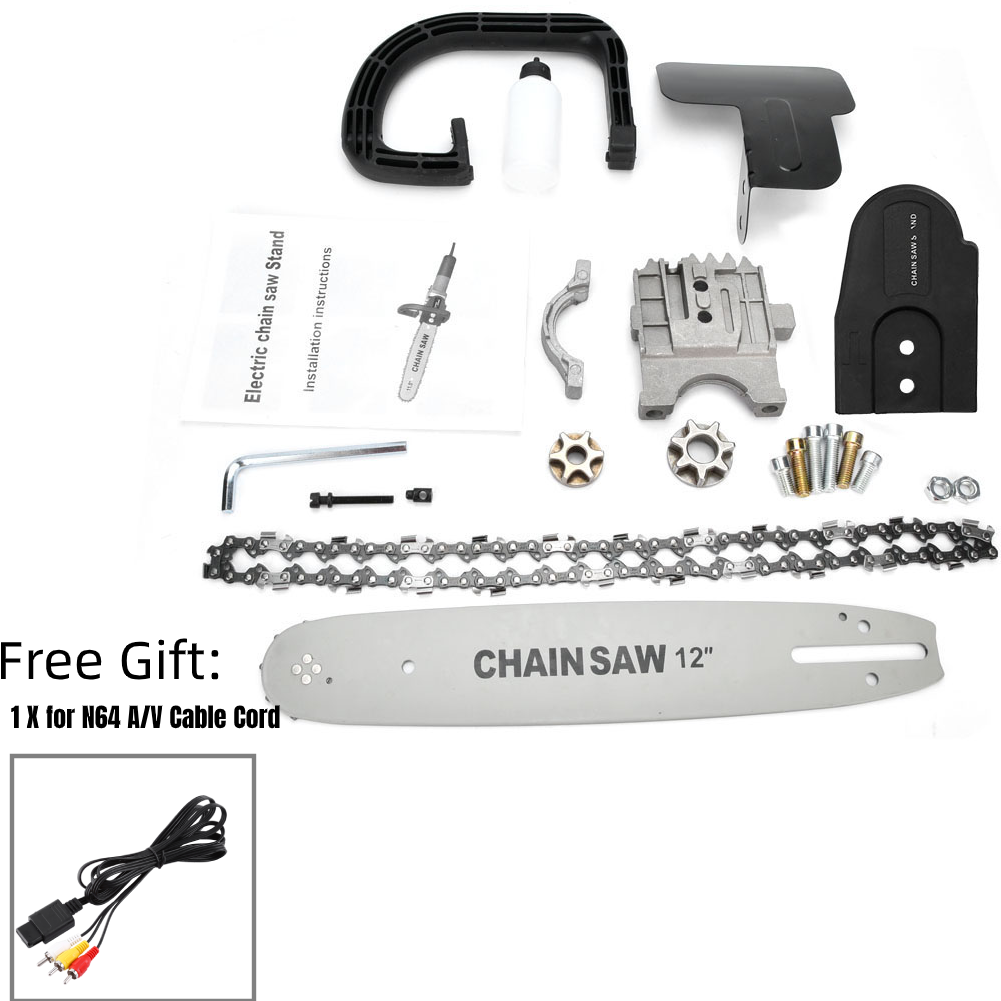 [Free Gift]12 Inch Electric Chain Saw Bracket Set Woodworking Chainsaw Converter for Angle Grinder
