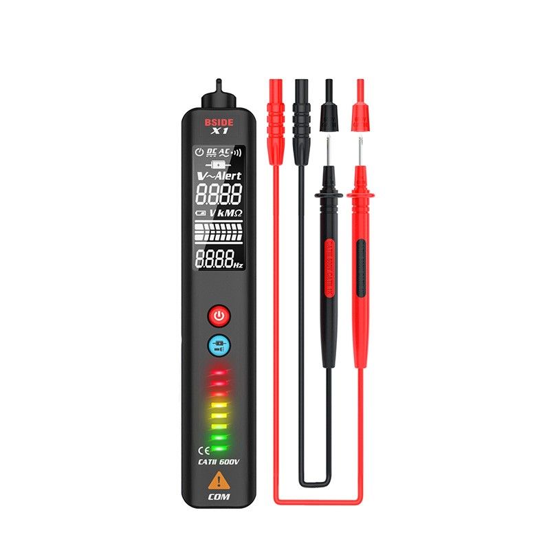 Multimeter Ele-ctric Pen Bside X1 Digital Voltage Detector 600V DC/600V A-C Sound And Light Alarm LCD Display LED Indicator
