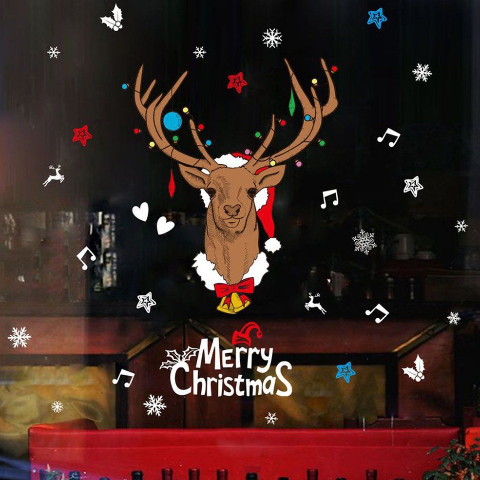 Christmas Deer Wall Stickerdecorative Paperfor Household Bedroom XL827