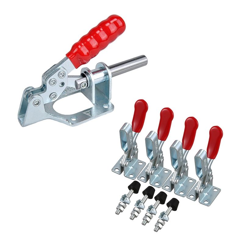 5 Pcs Hand Tool: 1 Pcs 302FM Toggle Push Pull Type Clamp & 4 Pcs 201B Antislip Red Horizontal Clamp