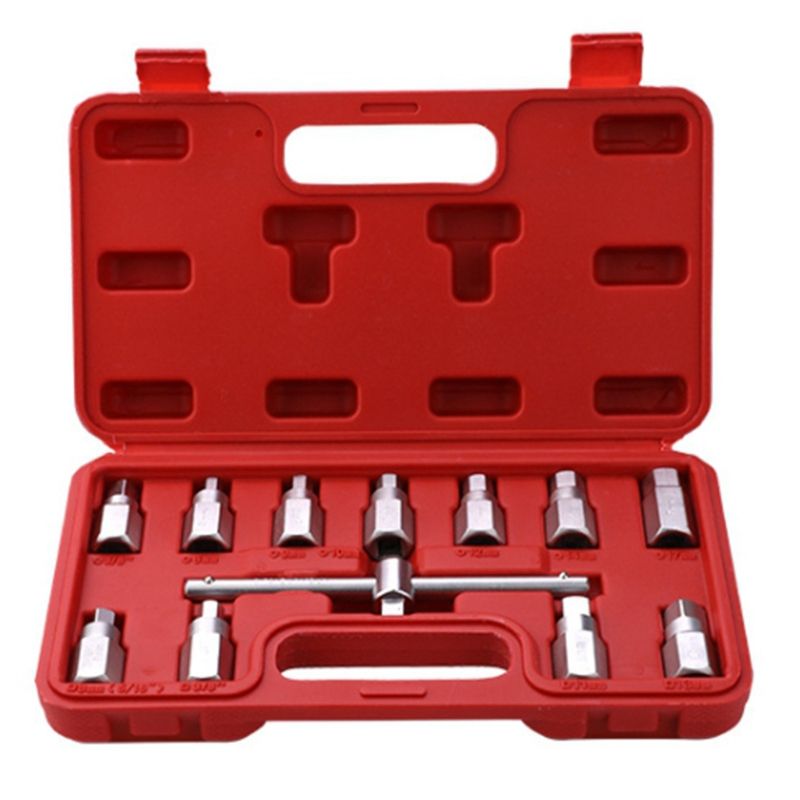 12 Piece Set 4S Auto Repair fluid Pan fluid Drain Screw Socket Wrench 3/8 fluid Pan Screw Wrench fluid Drain Tool
