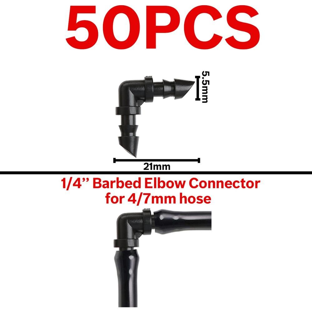 Irrigation Sprinkler 1/4 Inch Double Barb Tee Single Elbow Water Pipe Connector Fitting Repair for 4/7mm Hose Garden Nozzl