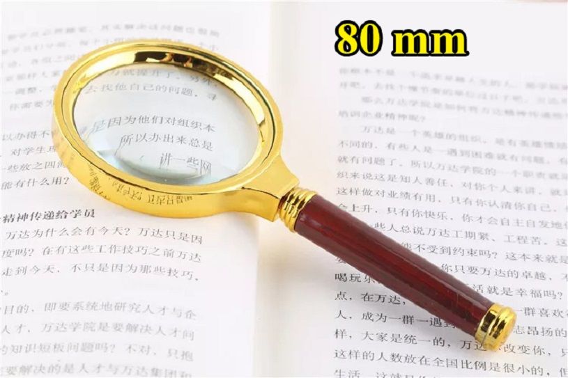 80mm magnifier wooden handle Reading Magnifying Glass Lens Handheld Magnifier