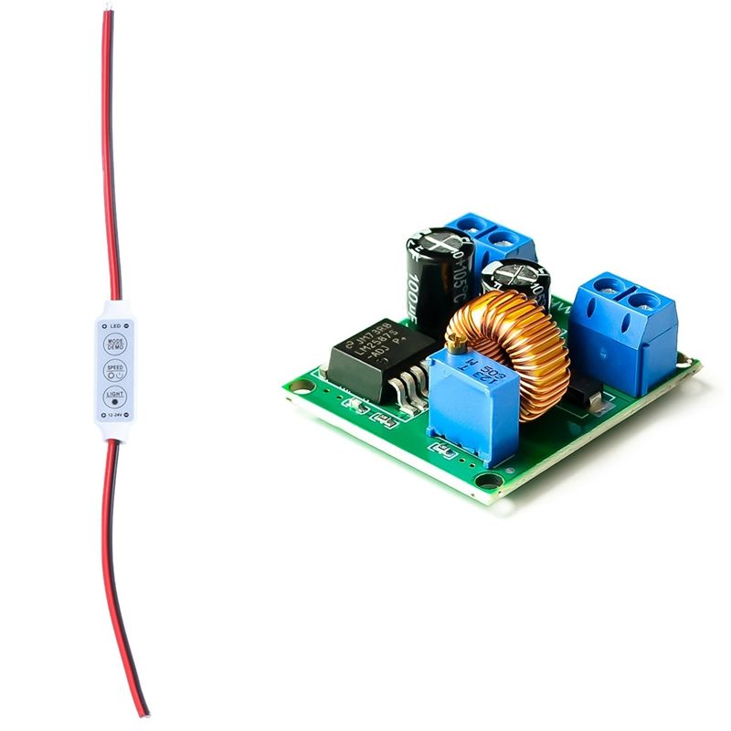 1 Pcs LED Dimmer 12A 12V-24V for LED Strips Monochrome Controller & 1 Pcs DC-DC Adjustable Boost Module
