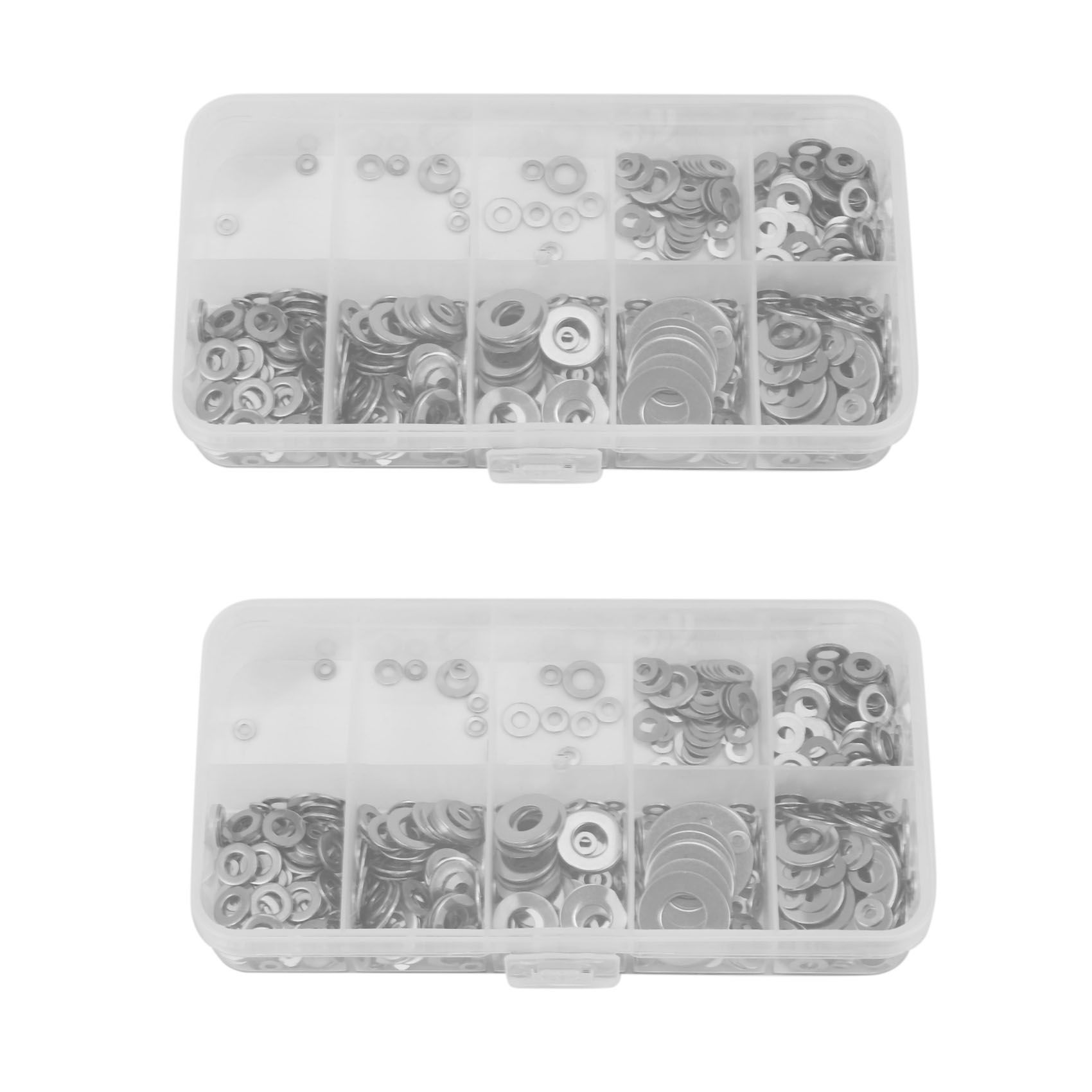 1200Pcs/Set M1.6 M2 M2.5 M3 M3.5 M4 M5 M6 M8 M10 Stainless Steel Flat Washer Plain Washer Gaskets Assortment Kit
