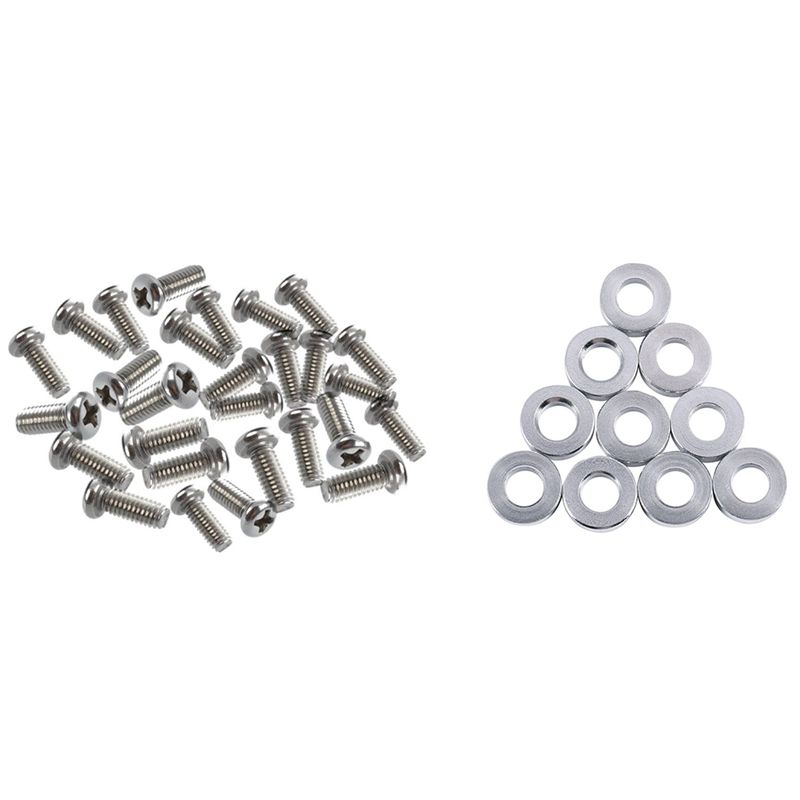 30 Pcs VESA TV LCD Monitor Mounting for PHILIPS Head Screws M4 X 10mm & 10 Pcs Aluminum Column Flat Gasket Bushings 3mm