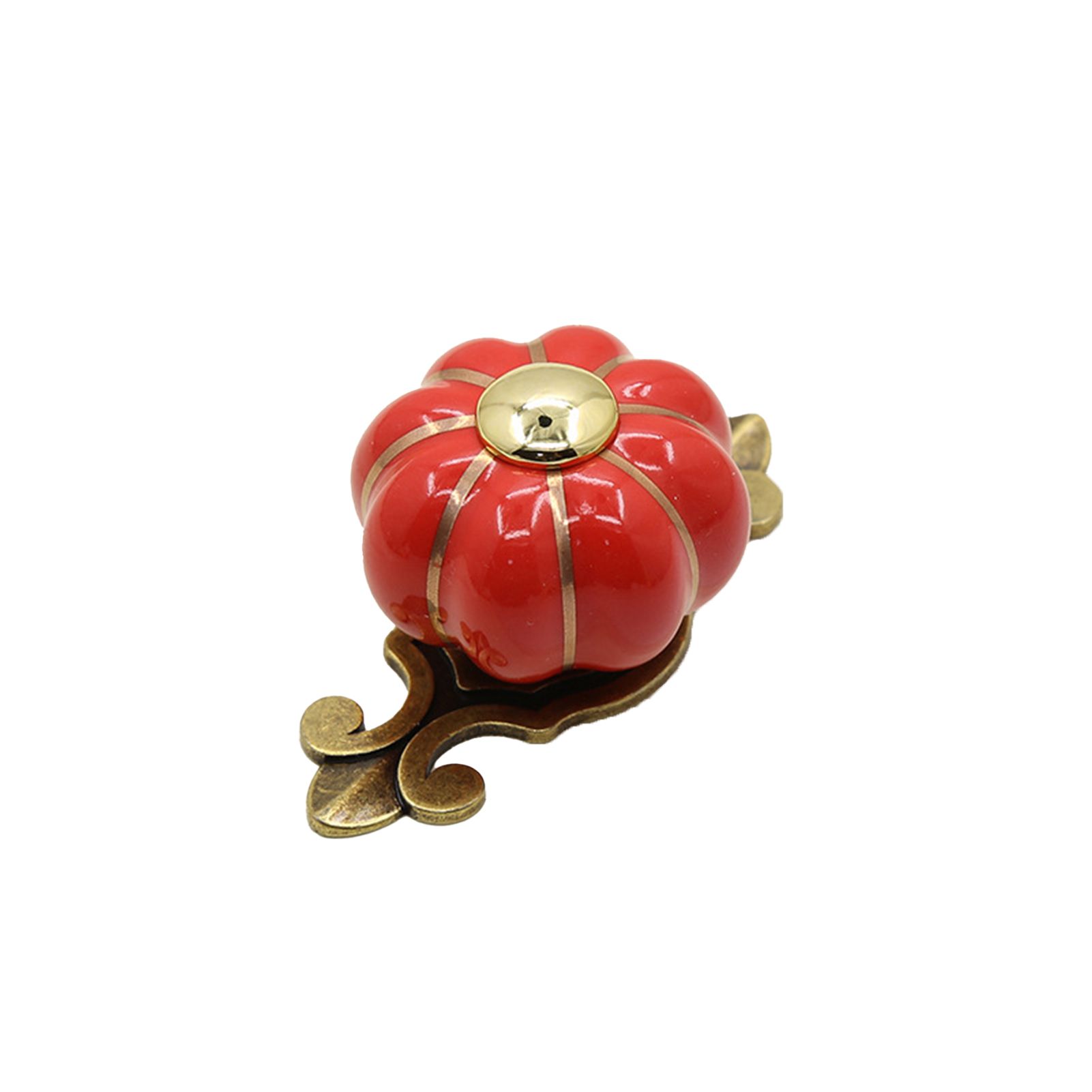 1 Set Ceramic Knob Single Hole Wear-Resistant Multiple Colors Pumpkin Drawer Pull Grip for Kitchen